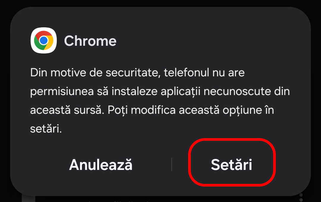 Avertisment de securitate Android