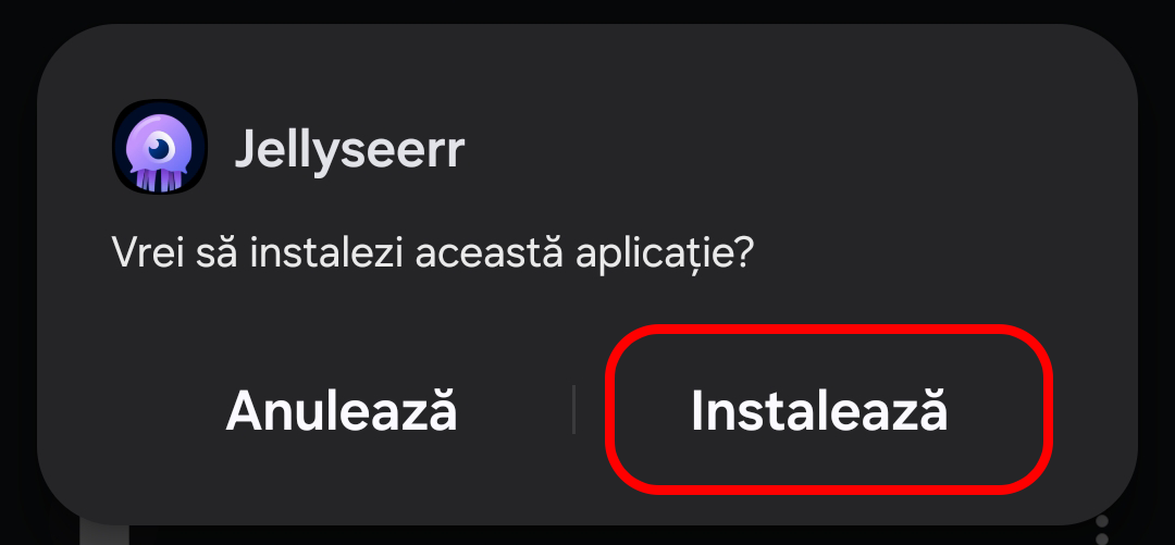 Apasă pe butonul Instalează