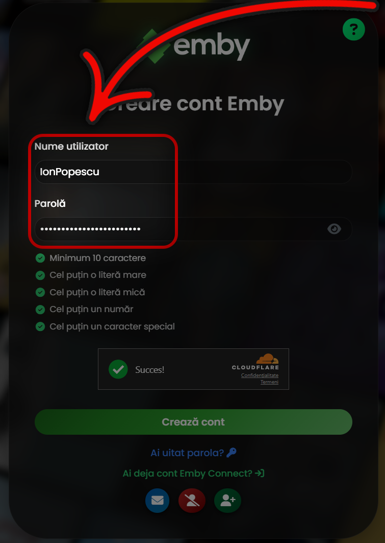 Creare cont Signup