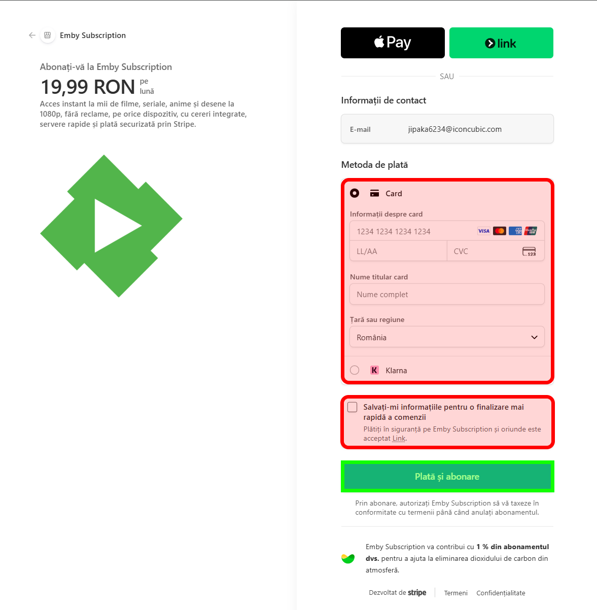 Adaugare card bancar